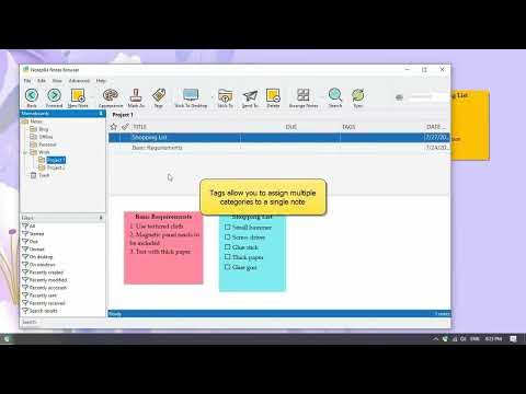 Organize sticky notes by tagging & starring