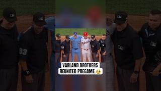A special day for the Varland family as Louis and Gus Varland exchange lineup cards pregame ???? #MLB