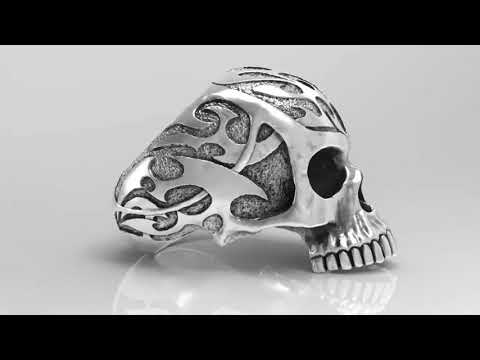 Carved skull ring