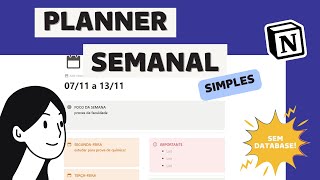 Planejamento semanal simples usando Notion | Sem database!