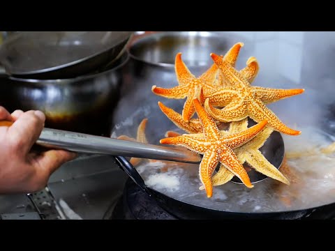 Chinese Street Food - STARFISH FRIED RICE Qingdao Seafood China