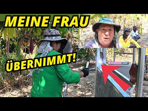 Man kann sich das nur noch schön saufen.. 😅 Voliere Tag 5 & 6. Frau schweißt, Türen falsch eingebaut