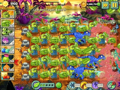 Plants vs Zombies 2 La Brainsa Tarpits Epic Hack Level 11 to 20 - The Cactus Jurassic Saga