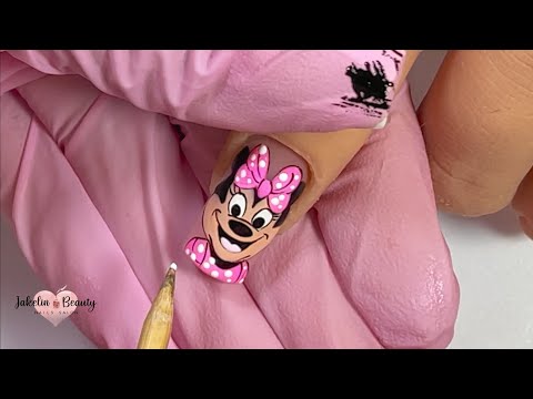 💖CARICATURA DE MINNIE MOUSE EN LAS UÑAS CON SEMIPERMANENTE✨💅 #minniemouse #uñasdeminnie