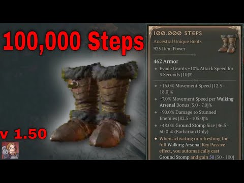 Diablo IV Unique Items - 100,000 Steps (Barb Boots)[v1.5.0]