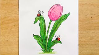 How To Draw Tulip Flower Step by Step Easy for Beginners