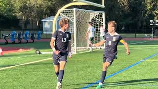 Ryan Hoffelder wins the race to the ball and puts away the breakaway shot