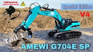 Amewi Vollmetall Bagger G704E SE Petrol | SPECIAL EDITION | mit elektronischen Schnellwechsler