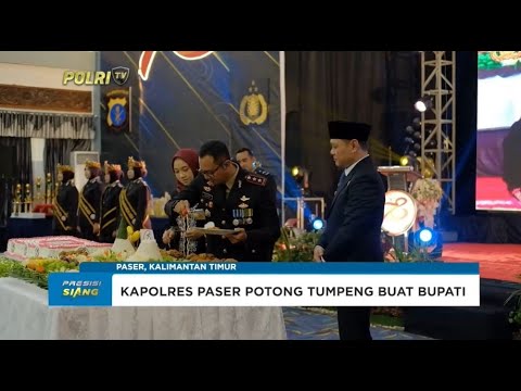 KAPOLRES PASER POTONG NASI TUMPENG UNTUK BUPATI