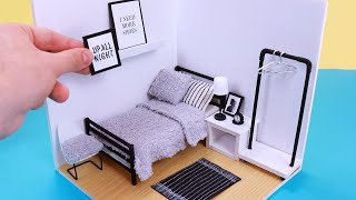 DIY Miniature DollHouse Rooms Tutorial - Bedroom!