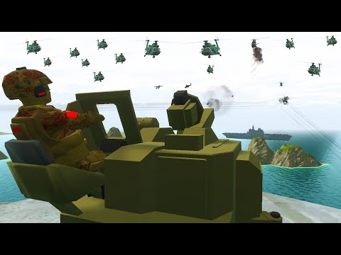 1,000 Helicopters Invade ISLAND FORTRESS Defense! - Ravenfield: Battle Simulator