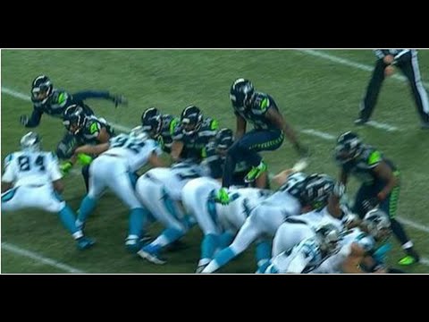 Kam Chancellor Jumping Over the Offensive Line vs Panthers (Playoff 2014)
