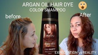 Mokeru  Hair dye color shampoo (argan oil)  product review | leonora leonor