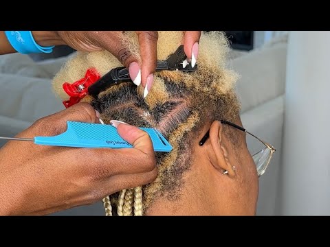 Short | Blonde | Mohawk | How to Triangular Knotless Braids Short Blonde Mohawk Hair