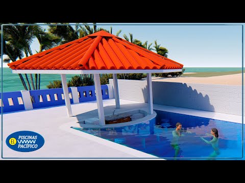 PISCINA CON BAR SEMI CIRCULAR