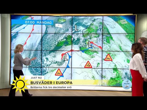 Busväder och stora mängder snö - Nyhetsmorgon (TV4)