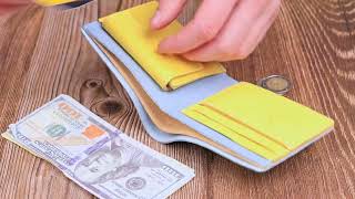 Шкіряне портмоне у два додавання комбі двох кольорів Серце Grande Pelle 16732 жовто-блакитне