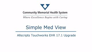 Allscripts EHR 17.1- Simple Med View