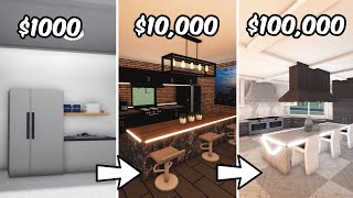 BUILDING A KITCHEN IN BLOXBURG with $1k, $10k, and $100k
