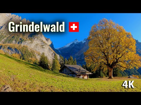 Grindelwald Switzerland 🇨🇭 4K, Autumn in most beautiful village in Switzerland