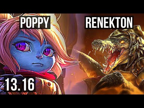 POPPY vs RENEKTON (TOP) | 3.3M mastery, 4/0/3, 1400+ games | KR Master | 13.16