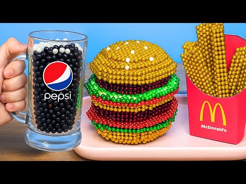McDonald’s at Home with Magnetic Balls – Burger, Fries & Pepsi Fun!  MAGNET Challenge