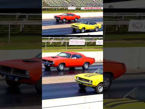 ‘70 426 Hemi Cuda vs. ‘69 427 Yenko Camaro Pure Stock Muscle Car Drag Race #musclecar #dragrace #car