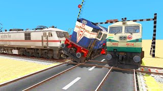 OLD RAJDHANI WAP-7 HITS THE TWO TRAINS AT LEVEL CROSSING🔺Train Simulator | Trains Gaming 2024