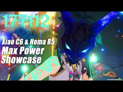 Xiao C6 & Homa R5 Max Power Damage Showcase - Destroy Everything in 15s | Genshin Impact
