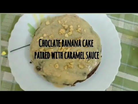 Banana cake paired with caramel sauce