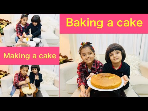 hooria and arish Cooking and playing | Funny stories for children | Vanilla cake recipe | Easy Cake