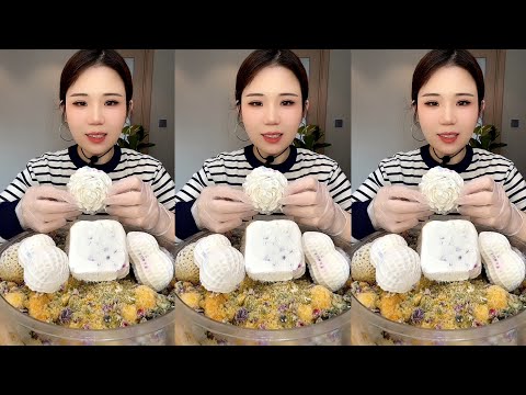 ASMR ICE EATING with MATCHA and MILK POWDER and PASSION FRUIT 