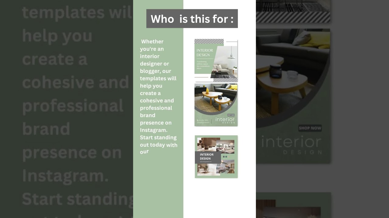 Interior Design : Level up your Instagram Branding. Instagram engagement Canva Editable Templates.