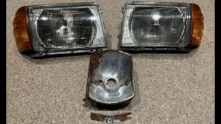 Mercedes R107: Regeneracja reflektora + przeróbka na prawostronny
