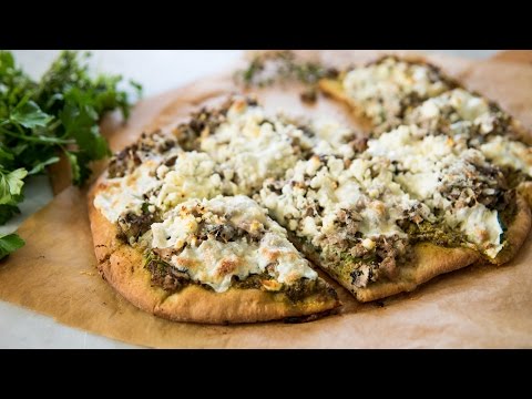 Sausage, Pesto & Spinach Pizza