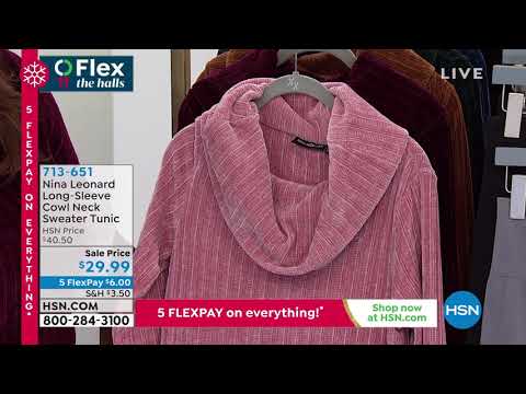 Nina Leonard LongSleeve Cowl Neck Sweater Tunic