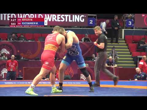 1/4 GR - 97 kg: M. KRYSOV (UKR) v. M. KUOSMANEN (FIN)