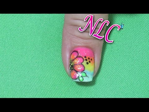 Decoración de uñas Flores sobre degradado -Degradaded Nail art – Flower Nail Art- Pintar Flores -Nlc