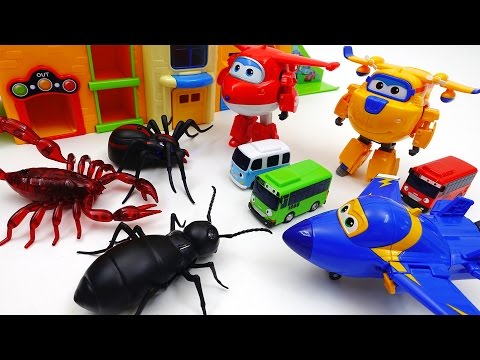 Go Go Super Wings, Tayo School is Under Attack by Monster Bugs