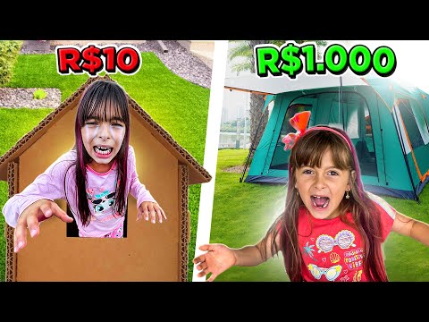 SOBREVIVI 24 HORAS EM UM ACAMPAMENTO EXTREMO de R$10, R$100 ou R$1000 - COMPILAÇÃO