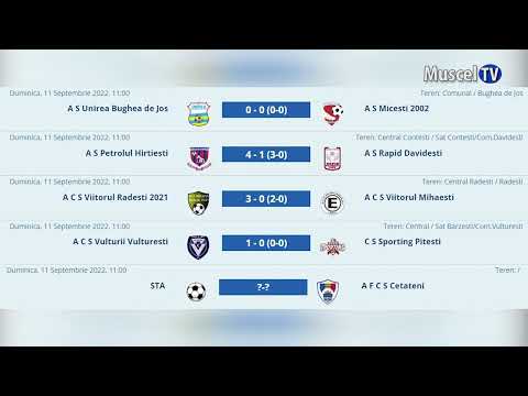 Jurnal MUSCEL TV  14.09.2022 SPORT – fotbal – rezultate Liga a V-a