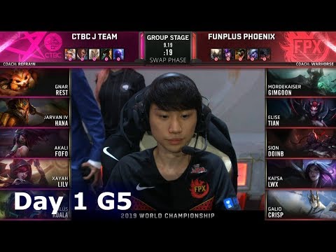 JT vs FPX | Day 1 S9 LoL Worlds 2019 Group Stage | J Team vs FunPlus Phoenix