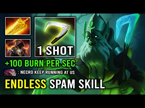 WTF +100 Flames Cloak Radiance Burn Per Sec Endless Spam Skill with 1 Shot Reaper Necrophos Dota 2