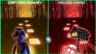 Cartoon Monkey vs House Head - Tiles Hop EDM Rush