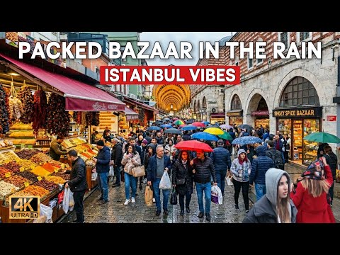 Istanbul Turkey 2026 4K Walking Tour | Rainy Day in Eminönü Market & Spice Bazaar Vibes