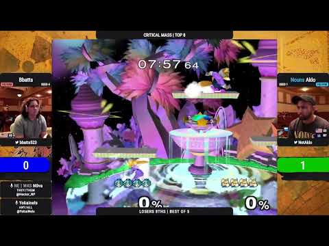 Critical Mass SSBM - L7s | Bbatts (Peach) vs. Nouns | Aklo (Fox) - Melee WSF