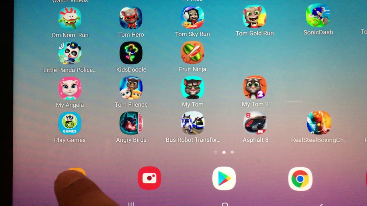 32gb Galaxy Tab A. Have to move apps to SD card each time I install a game. Settings, Apps, Storage.