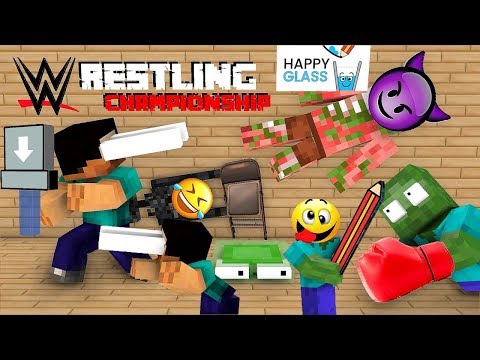 Monster School : HAPPY GLASS & WRESTLING CHALLENGE  - Minecraft Animation