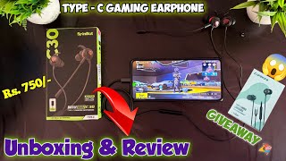 Spinbot C30 Type - C Gaming Earphone Unboxing And Gaming Test ⚡ | Best Gaming Earphone Unboxing 🔥