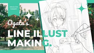 【お絵描き配信】校門での待ち合わせ線画メイキング配信_風真いろはさんファンアート！